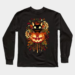 Autumn Tricks - Halloween Black Cat Long Sleeve T-Shirt